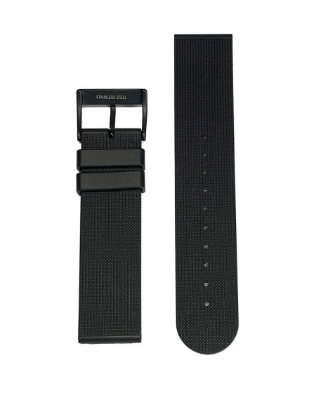 Momentum Black Goma Natur-Kautschuk-Uhrband Schwarz 22 mm mit schwarzer Dornschliesse / Rückseite