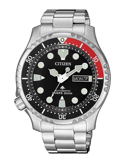 Citizen NY0085-86E Promaster Marine Automatic Diver Herrentaucheruhr Schwarz/Rot mit Edelstahlband